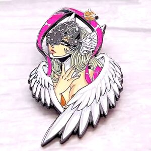 Women’s Jewelry Cute Digimon Angewomon
 Angel Wing Enamel Pin with Pink Accents